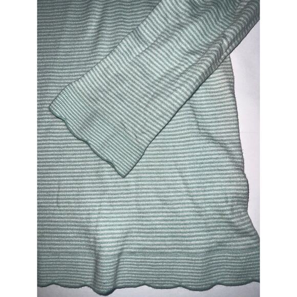 J McLaughlin Shirt Women’s Size Small Green Striped Knit Top Scalloped Hem Top - Picture 7 of 16